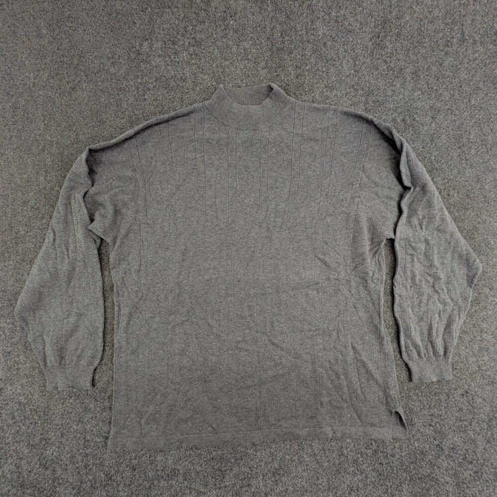 Izod Sweater Mens XL Grey Crew Neck Long Sleeve Knit Relaxed Fit Pullover Shirt